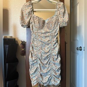 Storia ruched milk maid floral sundress